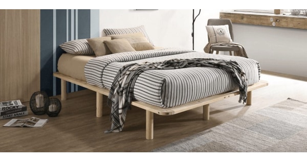 Lifely Cali Wooden Bed Base Clear Pine King Single 208x117x30 cm